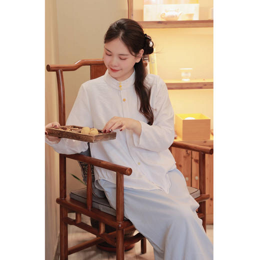 【线上专属】【清欢系列】立领衬衫（24710036-山矾） 商品图1