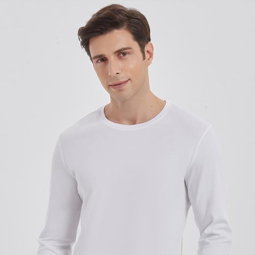 【现货】【龙贝莱甄选】【专为内搭设计的白T】【190g高端高支双面液氨丝光棉】明星同款圆领男士纯棉白色T恤打底衫 H241050458 商品图4
