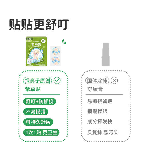 【秋田满满】绿鼻子紫草舒缓贴婴儿专用儿童宝宝蚊虫蚊子叮咬止痒膏非驱蚊贴-分销 商品图1