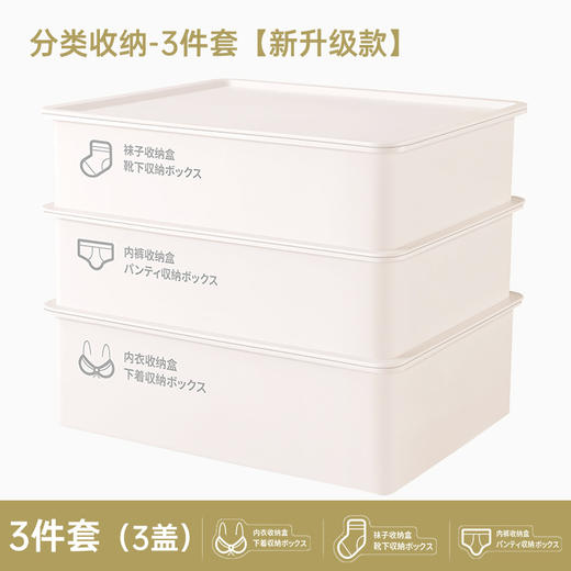 【现货】家用内衣收纳盒抽屉式三合一套装整理分格带盖内裤袜子文胸收纳盒H241272958 商品图0