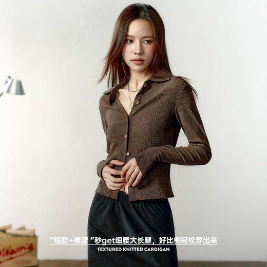 马登短款针织开衫外穿不规则别致修身上衣美式bm内搭长袖肌理纹女 商品图1