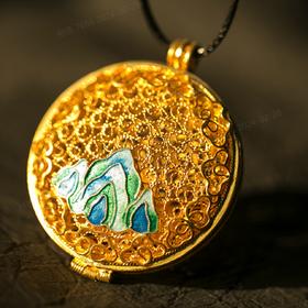 《青山如是》   银胎珐琅香囊吊坠