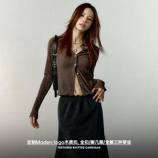 马登短款针织开衫外穿不规则别致修身上衣美式bm内搭长袖肌理纹女 商品图3