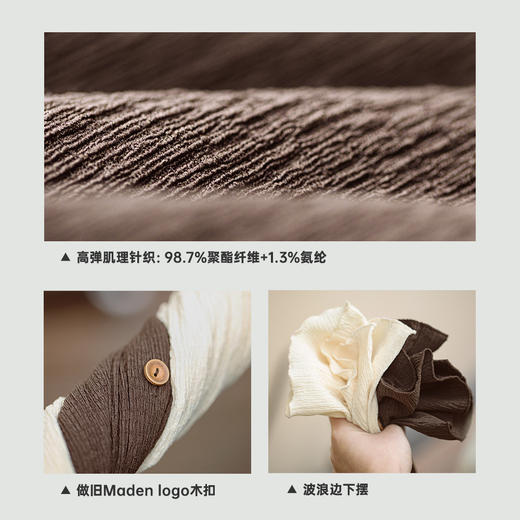 马登短款针织开衫外穿不规则别致修身上衣美式bm内搭长袖肌理纹女 商品图4