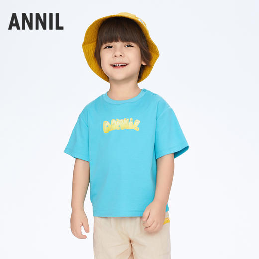 【实体店同款】男童萌趣印花全棉圆领短袖T恤新款安奈儿童装XB411597 商品图2
