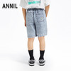男童牛仔中裤新款夏纯棉时尚提花透气挺括五分裤子安奈儿童装EB426116 商品缩略图1