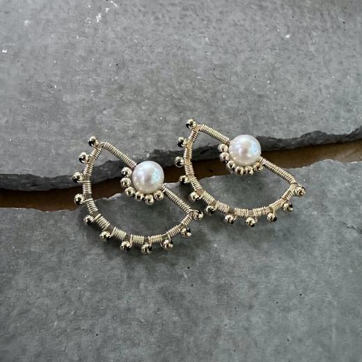 SpoiledBrat Jewelry Akoya珍珠耳钉 扇形耳钉 商品图0