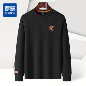【灯芯条 多色】罗蒙春秋男装绣花胸标卫衣男士时尚休闲百搭卫衣圆领长袖T恤上衣男