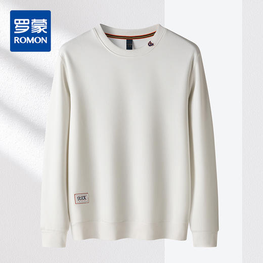 【桑蚕丝混纺 多色】罗蒙春秋男装时尚卫衣男士布标绣花卫衣时尚休闲圆领长袖T恤男 商品图3