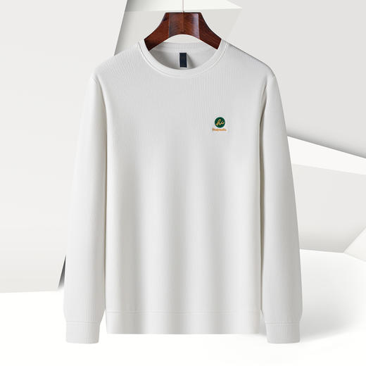 【提花条纹】罗蒙春秋男装卫衣前胸口袋卫衣男士时尚休闲百搭卫衣男圆领长袖T恤 商品图3