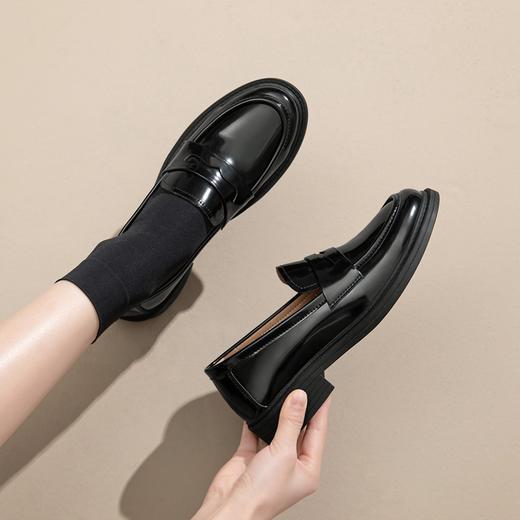 ZHR则则百搭单鞋女2024新款英伦小皮鞋子一脚蹬懒人鞋子时尚女鞋 商品图3