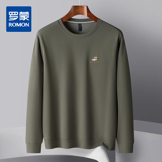罗蒙春秋男装卫衣时尚绣花卫衣男士休闲百搭圆领长袖T恤男 商品图0