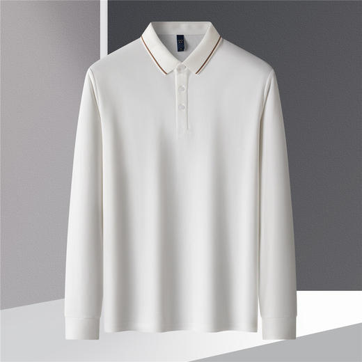 【福利款】罗蒙春秋男士仿丝光polo衫男长袖t恤男商务男士polo衫长袖 商品图5