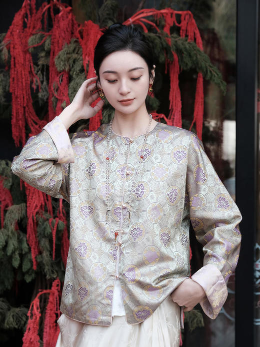 盛唐牡丹 |重缎宋锦对襟外套 商品图0