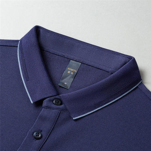 【高周波胸标】罗蒙春秋男士仿丝光polo衫男长袖t恤男商务男士polo衫 商品图7