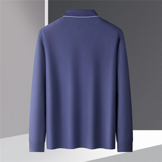 【高周波胸标】罗蒙春秋男士仿丝光polo衫男长袖t恤男商务男士polo衫 商品图6