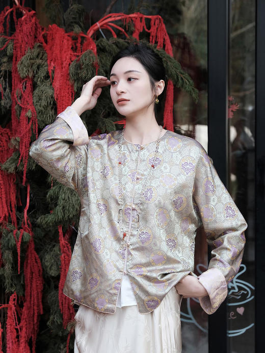 盛唐牡丹 |重缎宋锦对襟外套 商品图1
