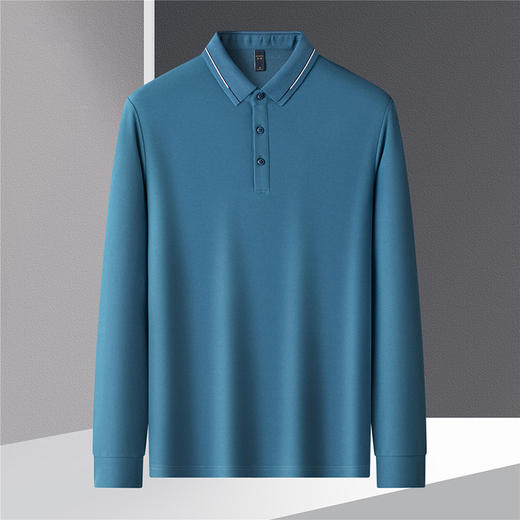 【经典款】罗蒙春秋男士仿丝光polo衫男长袖t恤男商务男士polo衫长袖 商品图4