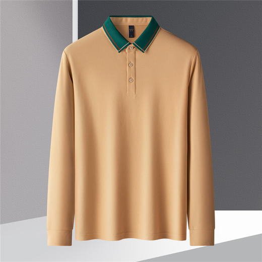 【撞色领】罗蒙春秋男士仿丝光polo衫男长袖t恤男商务男polo衫长袖 商品图6