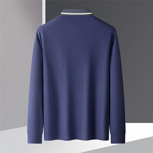 【绣花胸标】罗蒙春秋男士仿丝光polo衫男长袖t恤男商务男士polo衫 商品图3