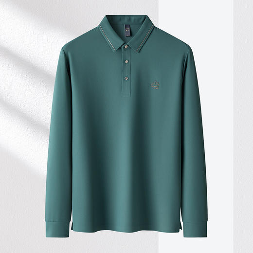 【华夫格】罗蒙春秋男士抗皱免烫polo衫男长袖t恤男商务男士polo衫 商品图2