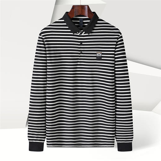 【桑蚕丝混纺】罗蒙春秋男士绣花胸标海魂衫polo衫男长袖男士polo衫长袖 商品图7