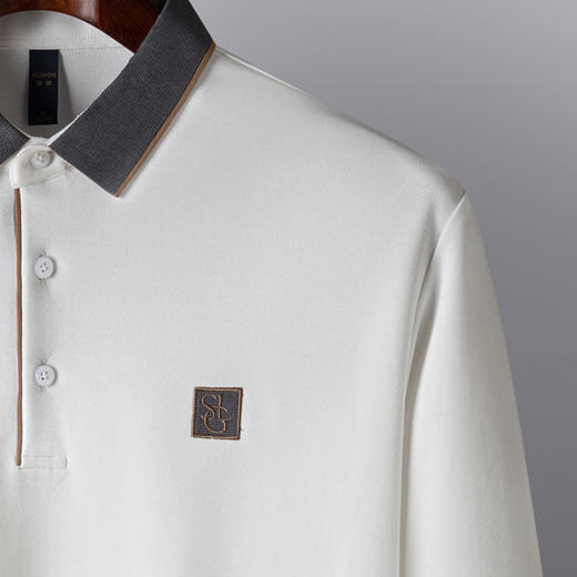 【双面含桑蚕丝】罗蒙男士绣花polo衫男长袖t恤男春秋男士polo衫 商品图6