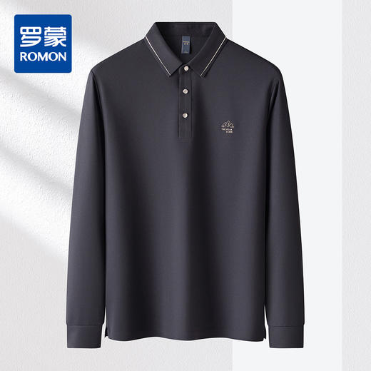 【华夫格】罗蒙春秋男士抗皱免烫polo衫男长袖t恤男商务男士polo衫 商品图0