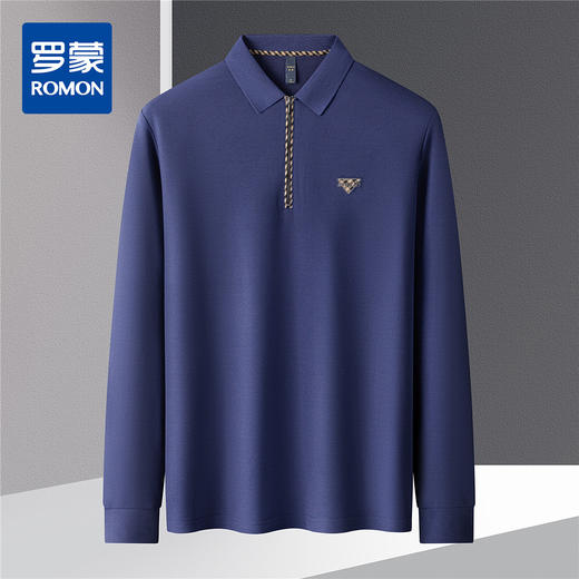 【高周波胸标】罗蒙春秋男士仿丝光polo衫男长袖t恤男商务男士polo衫 商品图4