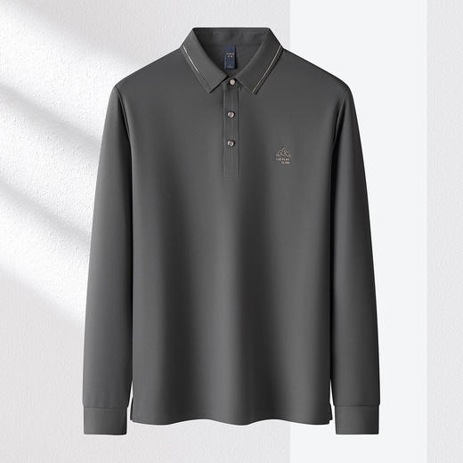 【华夫格】罗蒙春秋男士抗皱免烫polo衫男长袖t恤男商务男士polo衫 商品图1
