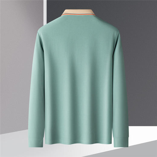 【绣花胸标】罗蒙春秋男士仿丝光polo衫男长袖t恤男商务男士polo衫 商品图3