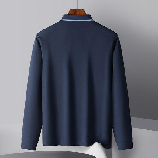 【双面含桑蚕丝】罗蒙男士春秋款经典polo衫男长袖t恤男polo衫男 商品图6