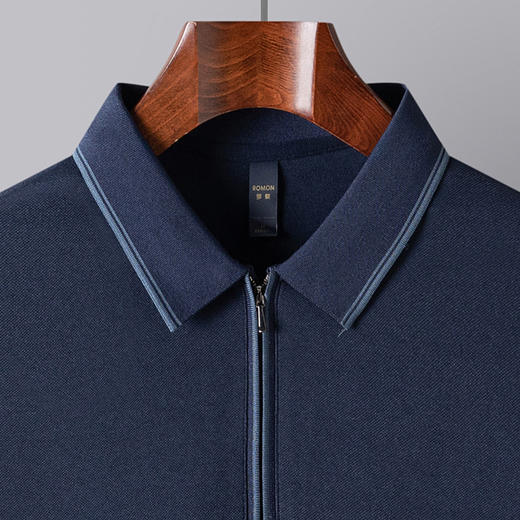 【双面含桑蚕丝】罗蒙男士拉链polo衫男长袖t恤男春秋男士polo衫 商品图8