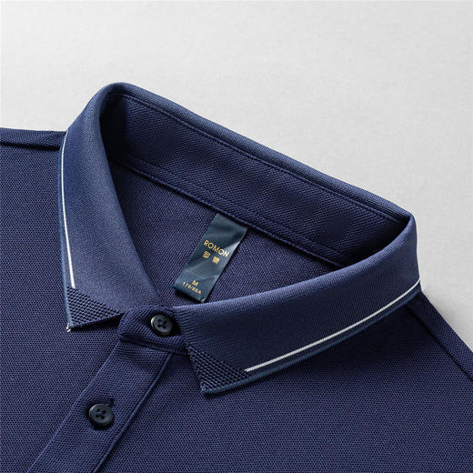 【撞色领】罗蒙春秋男士仿丝光polo衫男长袖t恤男商务男士polo衫长袖 商品图7