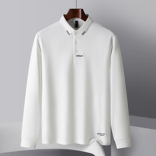 【双面含桑蚕丝】罗蒙春秋男士绣花polo衫男长袖t恤男polo衫男 商品图5