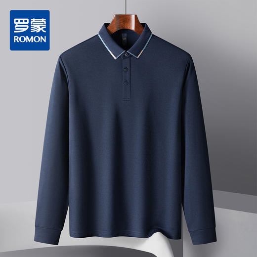 【双面含桑蚕丝】罗蒙男士春秋款经典polo衫男长袖t恤男polo衫男 商品图3