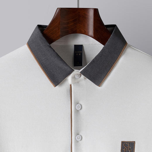 【双面含桑蚕丝】罗蒙男士绣花polo衫男长袖t恤男春秋男士polo衫 商品图4