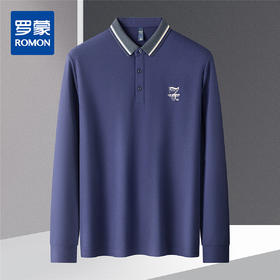 【绣花胸标】罗蒙春秋男士仿丝光polo衫男长袖t恤男商务男士polo衫