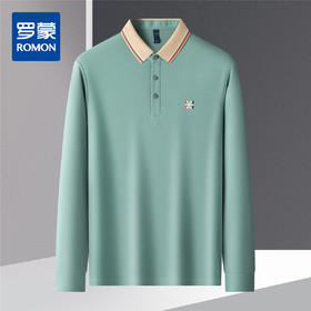 【绣花胸标】罗蒙春秋男士仿丝光polo衫男长袖t恤男商务男士polo衫