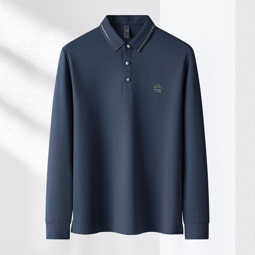 【华夫格】罗蒙春秋男士抗皱免烫polo衫男长袖t恤男商务男士polo衫 商品图4