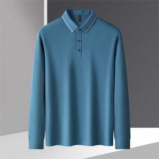 【福利款】罗蒙男士仿丝光polo衫男长袖t恤男商务男士polo衫长袖 商品图5