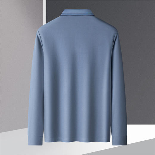 【撞色领】罗蒙春秋款男士仿丝光polo衫男长袖t恤男商务男士polo衫长袖 商品图8