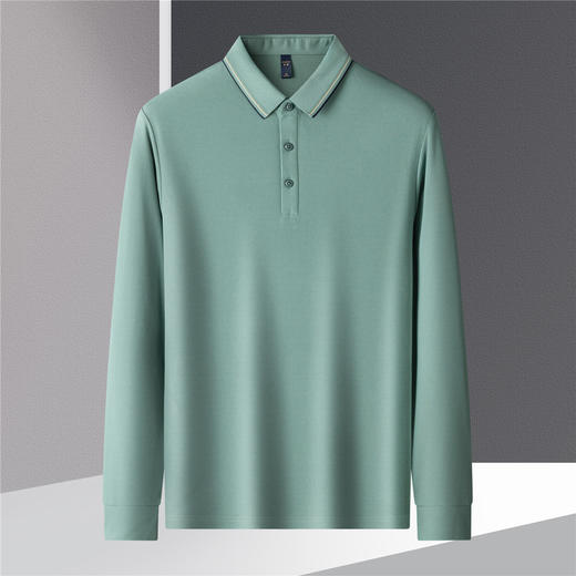 【撞色领】罗蒙春秋款男士仿丝光polo衫男长袖t恤男商务男士polo衫长袖 商品图5