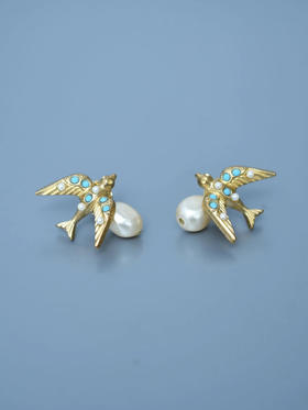 订购8周到｜Monshiro-TSUGUMI-鸟儿 绿松石 耳环［日本设计师］