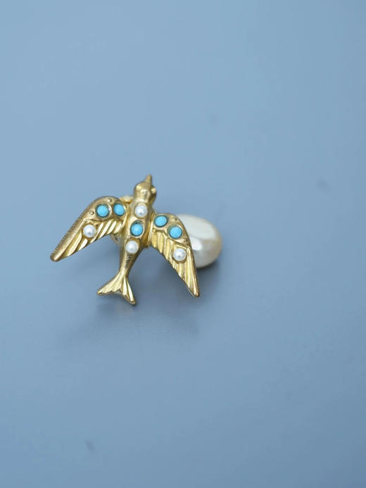 订购8周到｜Monshiro-TSUGUMI-鸟儿 绿松石 耳环［日本设计师］ 商品图4