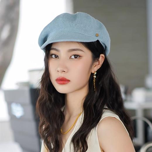 BY296 疯帽子与爱丽丝天然亚麻透气八角报童帽女春夏季日系贝雷鸭舌帽画家帽 商品图0