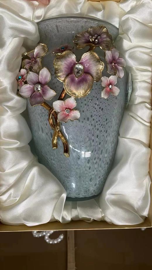 罗比罗丹锦上添花珐琅彩工艺花瓶创意家居饰品玄关插花摆件 锦上添花 商品图6