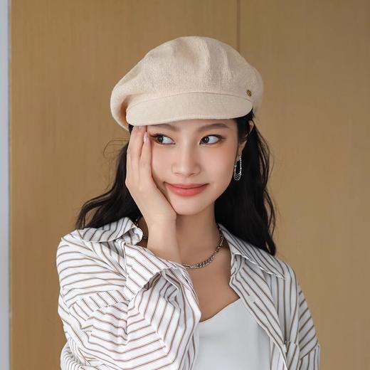 BY296 疯帽子与爱丽丝天然亚麻透气八角报童帽女春夏季日系贝雷鸭舌帽画家帽 商品图3