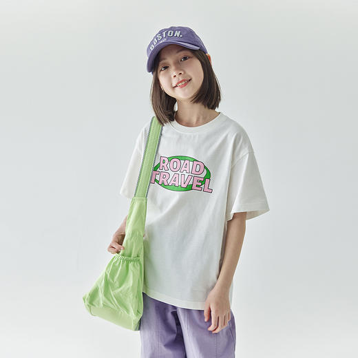 棵初2024春夏新品亲子两色字母短袖T恤儿童字母印花全棉圆领上衣 商品图3