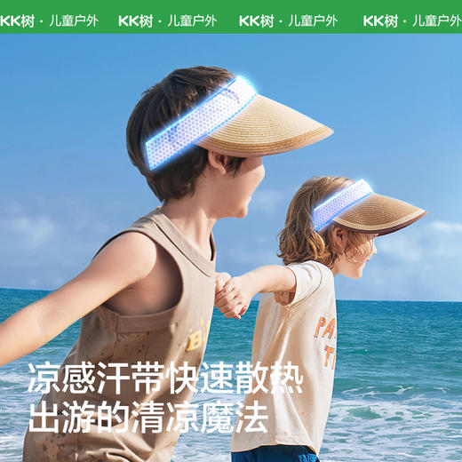 KK树儿童防晒草帽男童女孩防紫外线亲子空顶太阳帽宝宝户外遮阳帽星球轨迹亲子空顶帽 商品图4